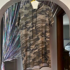 Camo Camoflauge Hooded Shirt Dress